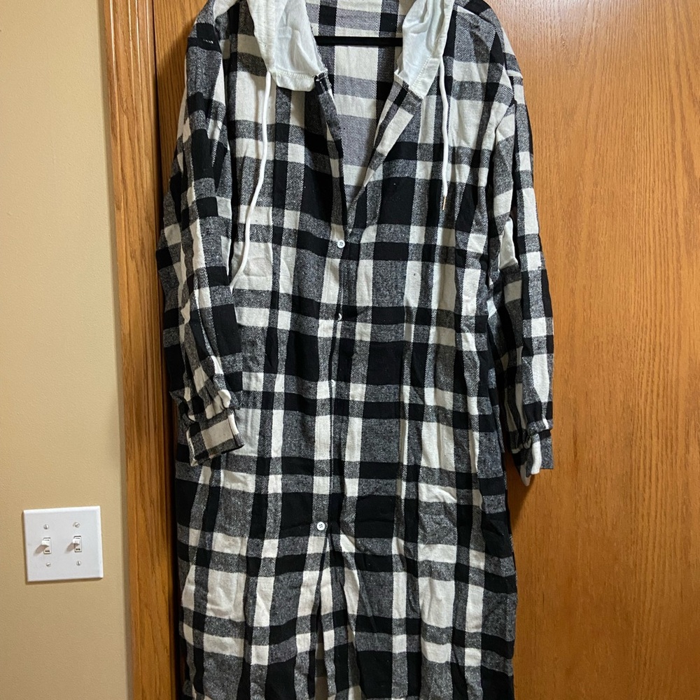 Long flannel button front dress/robe/jacket?